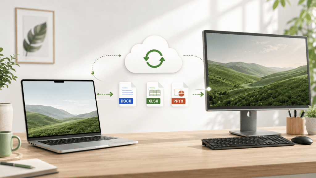 DOCX-, XLSX- und PPTX-Dateien werden zwischen Mac und Windows über die Cloud synchronisiert