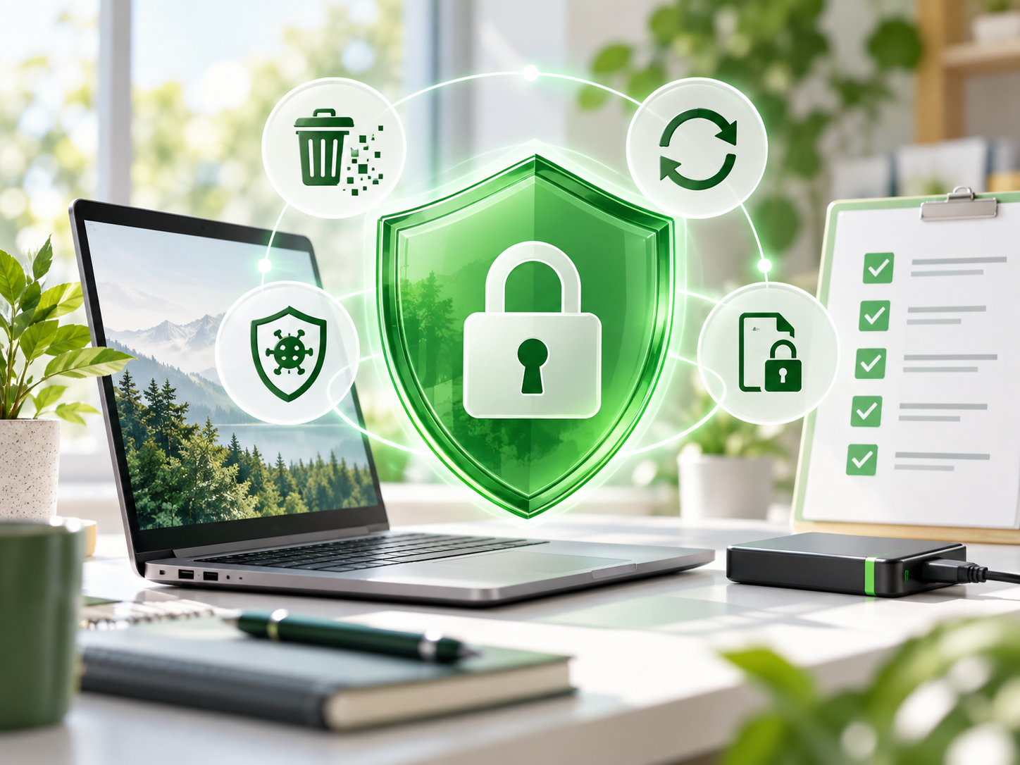 Sicherheitscheck für einen gebrauchten Laptop mit Updates, Verschlüsselung und Virenschutz