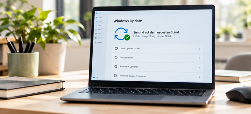 Windows-Update und Sicherheitsprüfung auf einem gebrauchten Business-Laptop