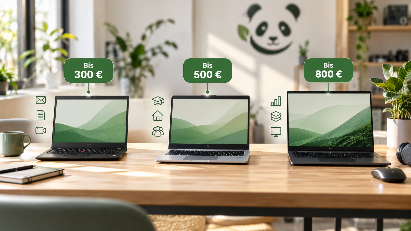 Drei refurbished Laptops im Vergleich für Budgets bis 300, 500 und 800 Euro